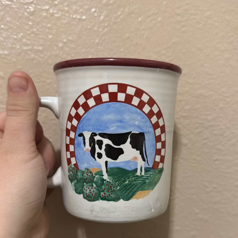 Vintage Cow Design Ceramic Mug